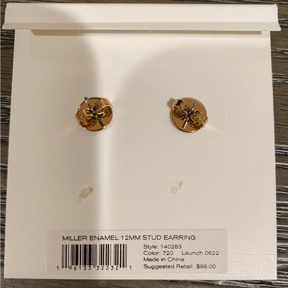 Tory Burch Earrings Miller Enamel Stud Earrings .Brand New